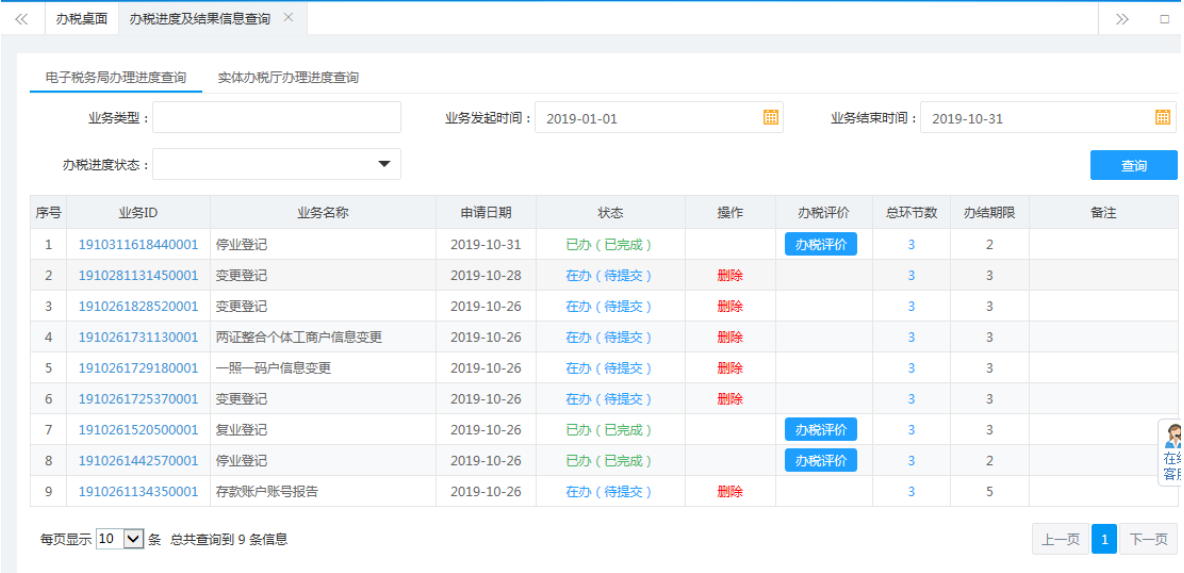 鄭州二七區(qū)停業(yè)登記網(wǎng)上辦理流程辦稅進度及結果信息查詢